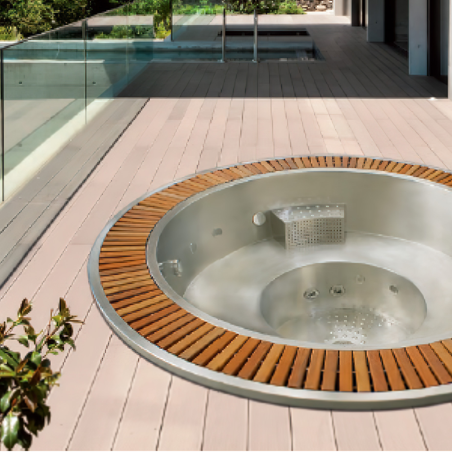 Spa rond 6 places - différentes options de massage et détails en bois - Salama / sans système de filtration et de pompage