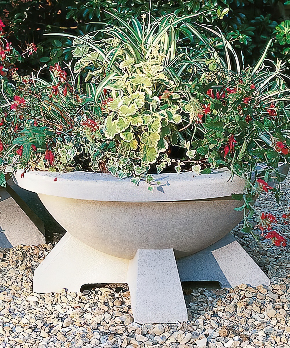 Jardinière en pierre moderne - Diogène / Sable / 101,6x43 cm (DmxH)